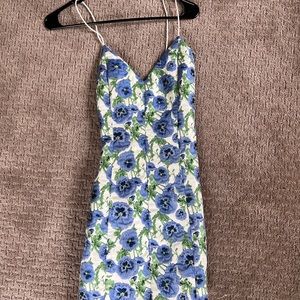 Alice and Olivia Womens Embroidered Floral Mini Fit & Flare Dress